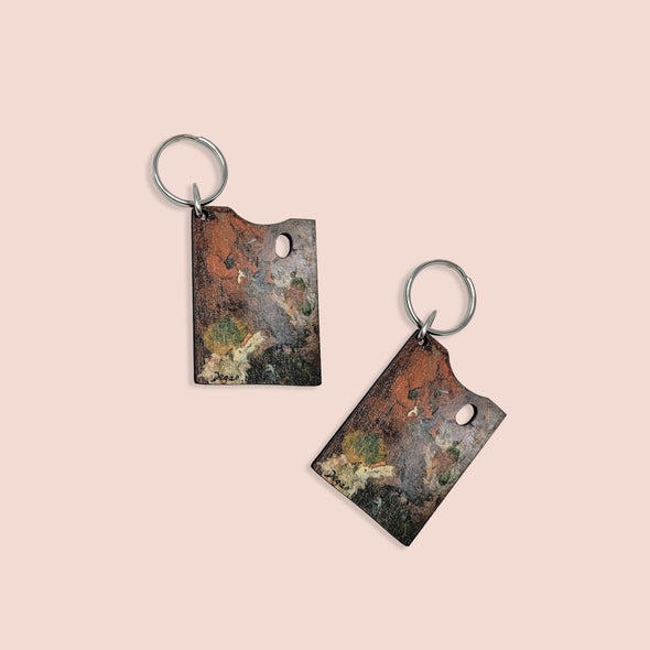 Edgar Degas-Inspired Artist Palette Wooden Keychain