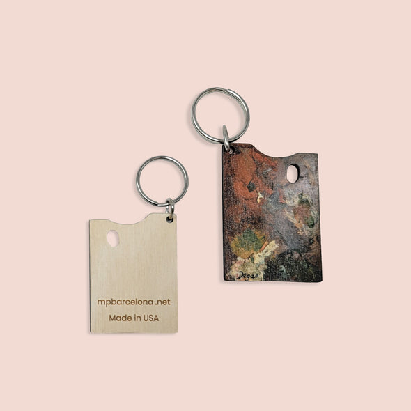 Edgar Degas-Inspired Artist Palette Wooden Keychain