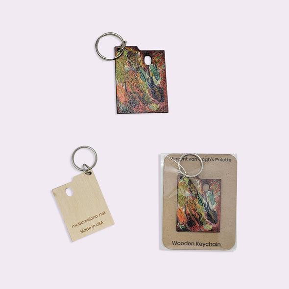 Vincent van Gogh-Inspired Artist Palette Wooden Keychain