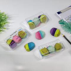 Set of 3 Rock Erasers — Multicolor Stripes